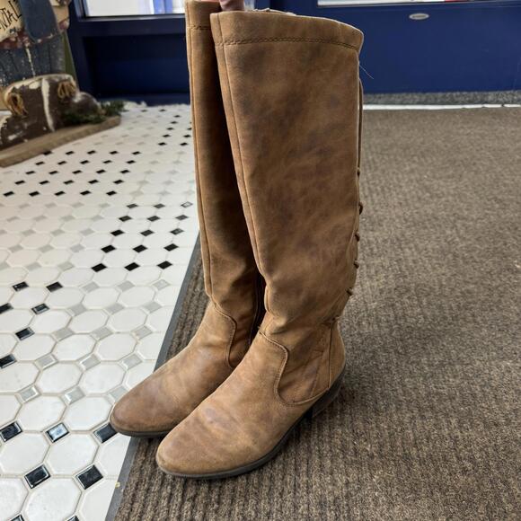 BareTraps Knee High‎ Boots Lace Up Zipper Brown size 6M - Picture 2 of 8
